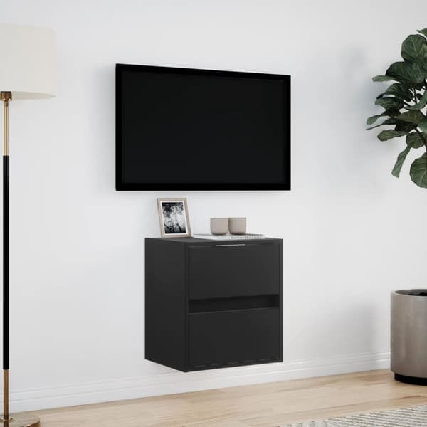 vidaXL Vegghengt TV-benk med LED svart 41x31x45 cm