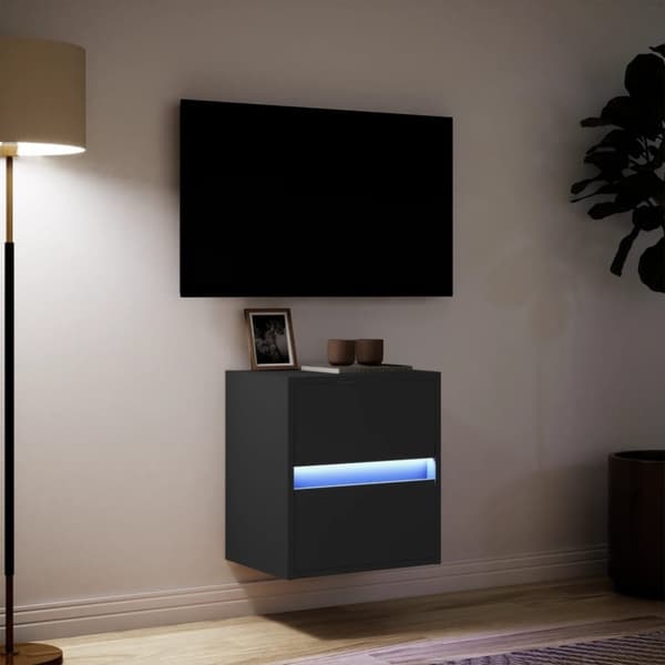 vidaXL Vegghengt TV-benk med LED svart 41x31x45 cm