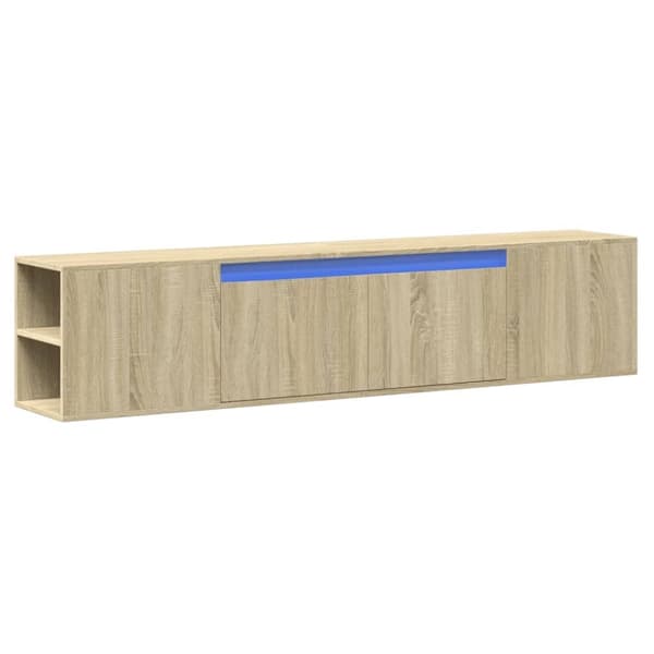 vidaXL Vegghengt TV-benk med LED sonoma eik 180x31x39,5 cm