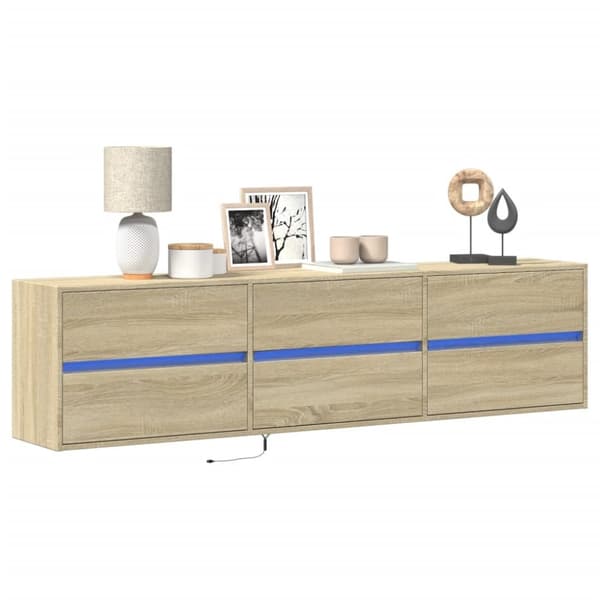 vidaXL Vegghengt TV-benk med LED sonoma eik 180x31x45 cm