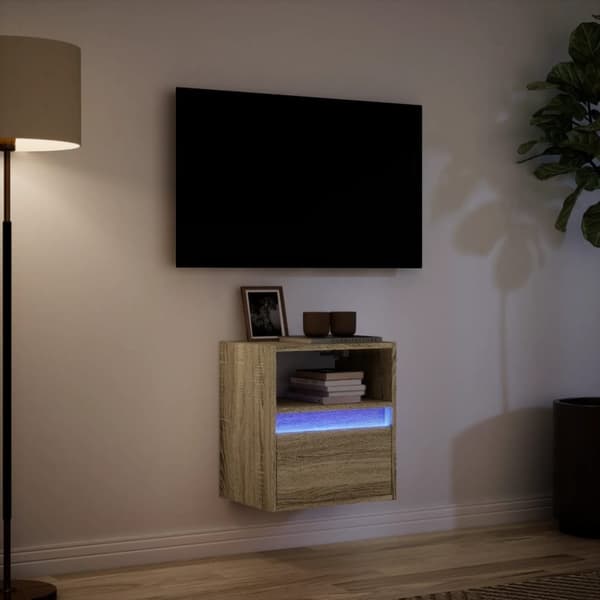 vidaXL Vegghengt TV-benk med LED sonoma eik 41x31x45 cm