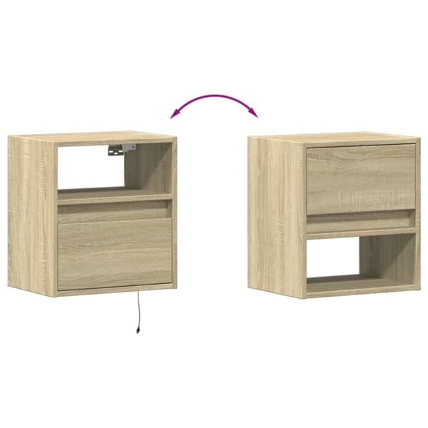 vidaXL Vegghengt TV-benk med LED sonoma eik 41x31x45 cm