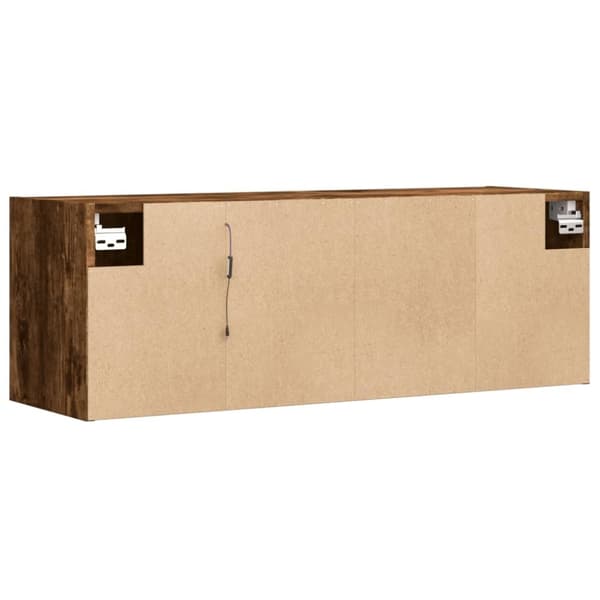 vidaXL Väggmonterad tv-bänk LED rökfärgad ek 100x31x35 cm