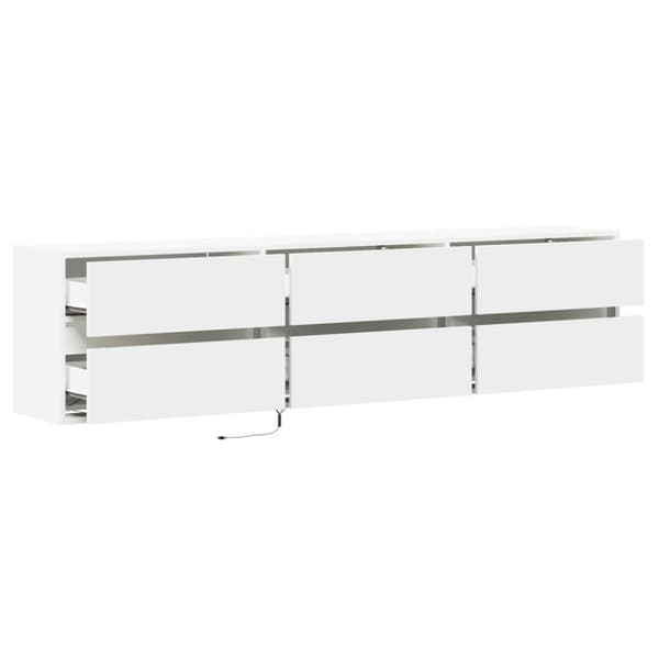 vidaXL Väggmonterad tv-bänk LEDs vit 180x31x45 cm
