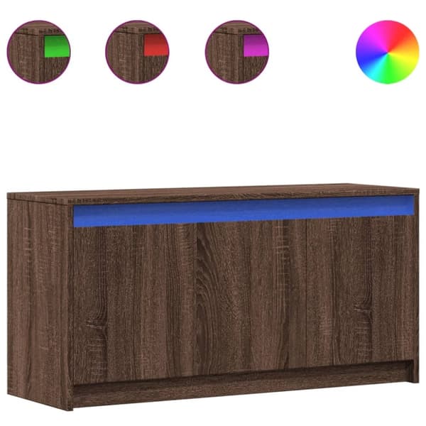 vidaXL TV-benk med LED brun eik 100x34x50 cm konstruert tre