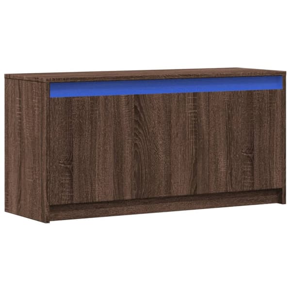 vidaXL TV-benk med LED brun eik 100x34x50 cm konstruert tre