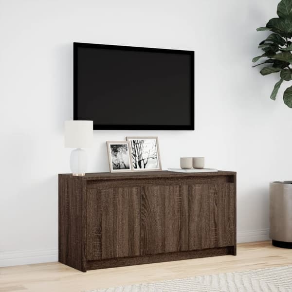 vidaXL TV-benk med LED brun eik 100x34x50 cm konstruert tre