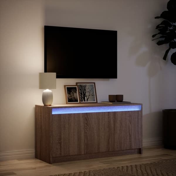 vidaXL TV-benk med LED brun eik 100x34x50 cm konstruert tre