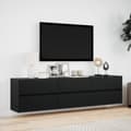 Miniatyrbild 5 av 11: vidaXL Väggmonterad tv-bänk LEDs svart 180x31x45 cm