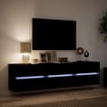 Miniatyrbild 6 av 11: vidaXL Väggmonterad tv-bänk LEDs svart 180x31x45 cm