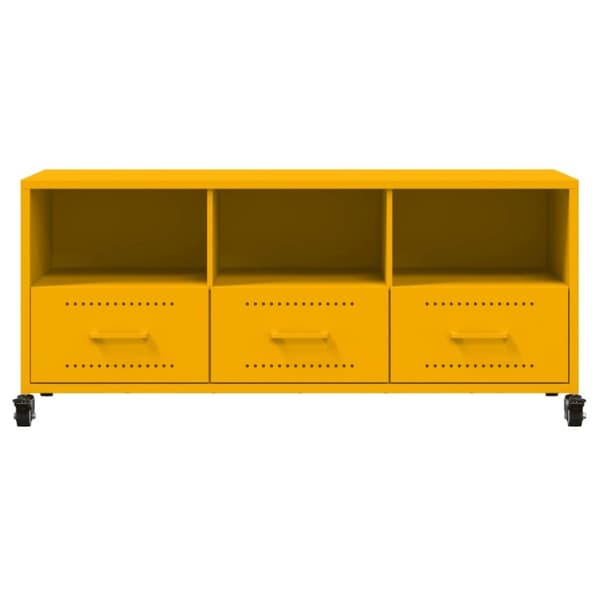 vidaXL TV-benk sennepsgul 100,5x39x43,5 cm stål