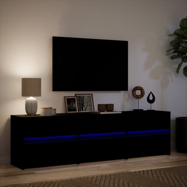 vidaXL TV-taso LED-valoilla musta 180x34x50 cm tekninen puu