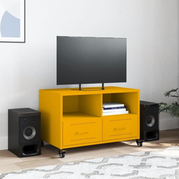 vidaXL tv-bord 68x39x43,5 cm stål sennepsgul