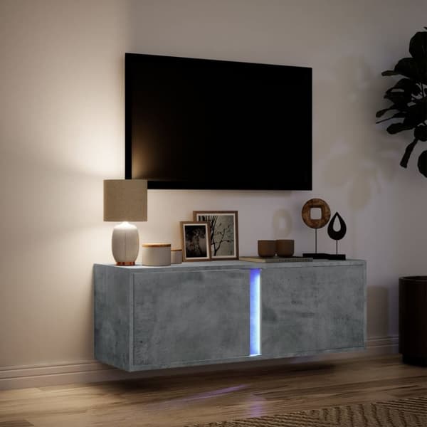 vidaXL TV-seinäkaappi LED-valoilla betoninharmaa 100x31x35 cm