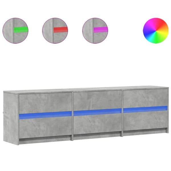 vidaXL TV-benk med LED betonggrå 180x34x50 cm konstruert tre