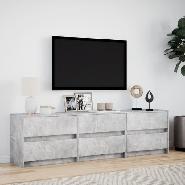 vidaXL TV-benk med LED betonggrå 180x34x50 cm konstruert tre