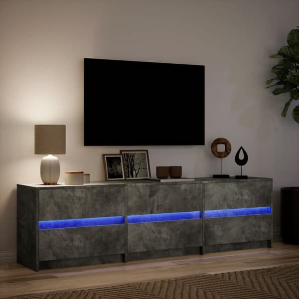 vidaXL TV-benk med LED betonggrå 180x34x50 cm konstruert tre