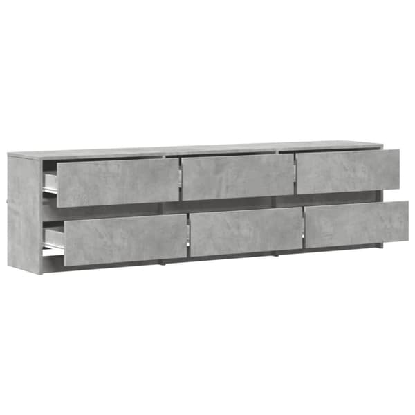 vidaXL TV-benk med LED betonggrå 180x34x50 cm konstruert tre