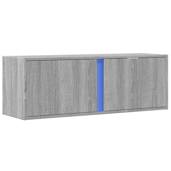 vidaXL TV-seinäkaappi LED-valoilla harmaa Sonoma 100x31x35 cm