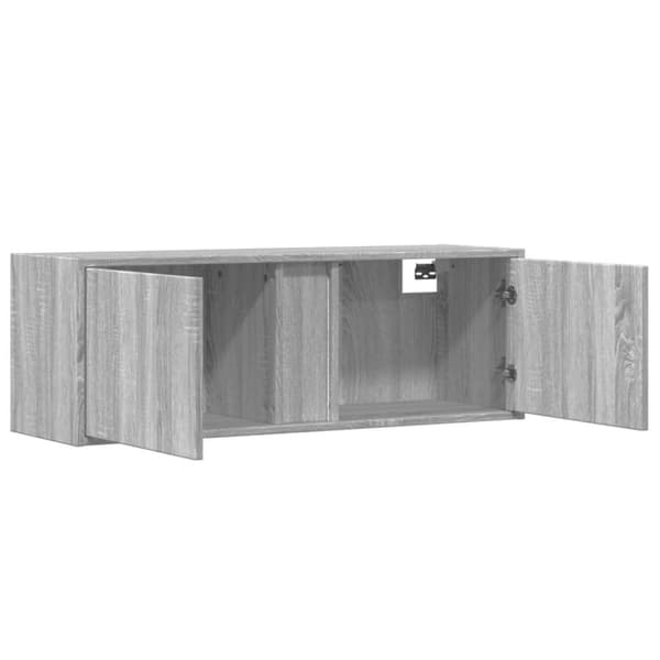 vidaXL TV-seinäkaappi LED-valoilla harmaa Sonoma 100x31x35 cm