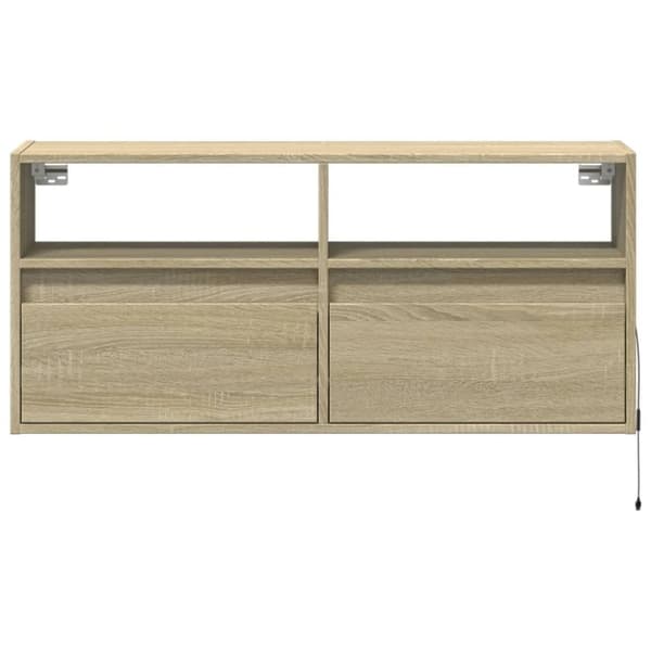 vidaXL TV-seinäkaappi LED-valoilla Sonoma-tammi 100x31x45 cm
