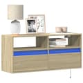 Pikkukuva 2 / 11: vidaXL TV-seinäkaappi LED-valoilla Sonoma-tammi 100x31x45 cm