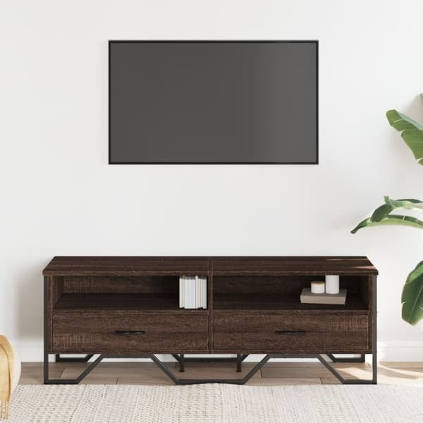 vidaXL TV-benk brun eik 122x34x41 cm konstruert tre