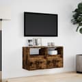 Miniatyrbilde 5 av 11: vidaXL Vegghengt TV-benker med LED-lys 2 stk røkt eik 41x31x45 cm