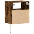 Miniatyrbilde 9 av 11: vidaXL Vegghengt TV-benker med LED-lys 2 stk røkt eik 41x31x45 cm