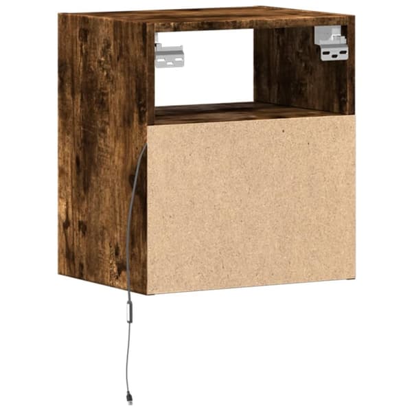 vidaXL Vegghengt TV-benker med LED-lys 2 stk røkt eik 41x31x45 cm