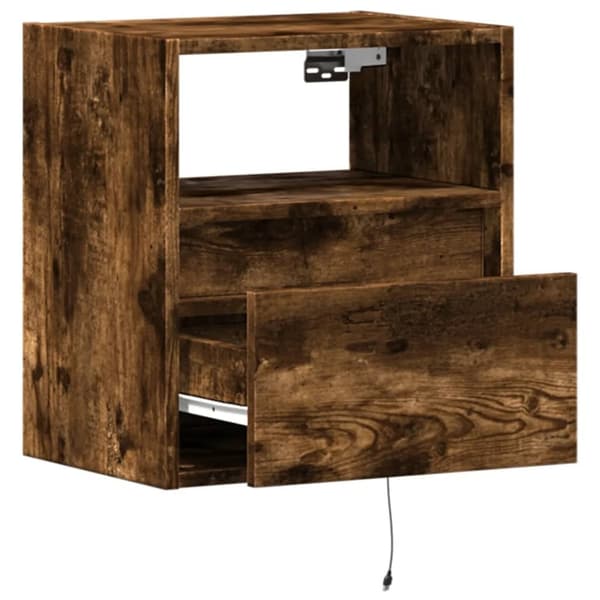 vidaXL Vegghengt TV-benker med LED-lys 2 stk røkt eik 41x31x45 cm