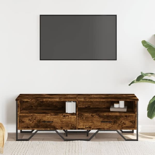 vidaXL Tv-bänk rökfärgad ek 122x34x41 cm konstruerat trä