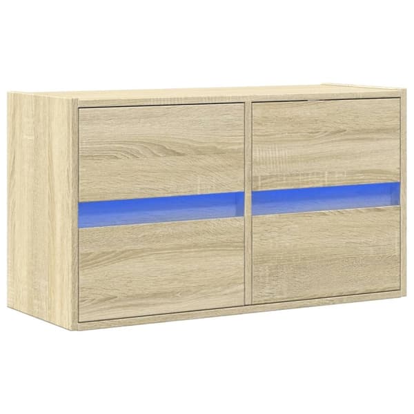 vidaXL Vegghengt TV-benk med LED sonoma eik 80x31x45 cm