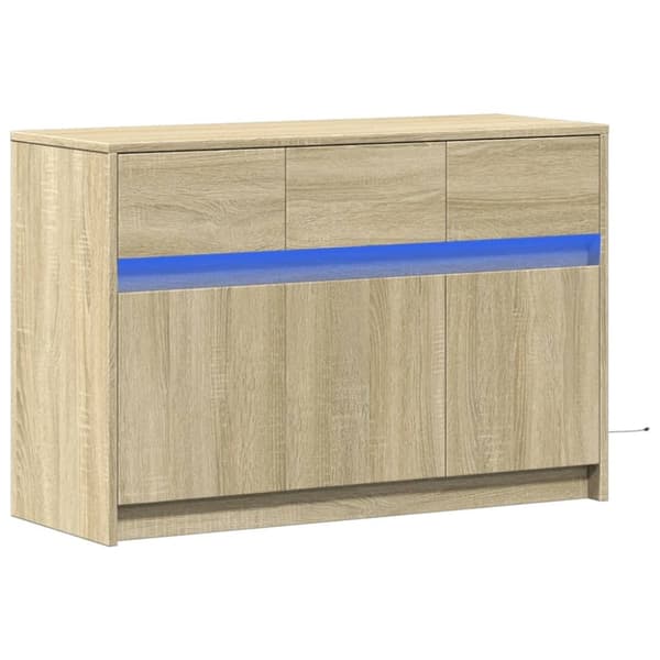 vidaXL TV-benk med LED sonoma eik 91x34x61 cm konstruert tre