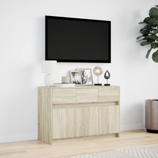 vidaXL TV-benk med LED sonoma eik 91x34x61 cm konstruert tre