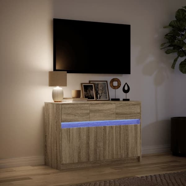 vidaXL TV-benk med LED sonoma eik 91x34x61 cm konstruert tre