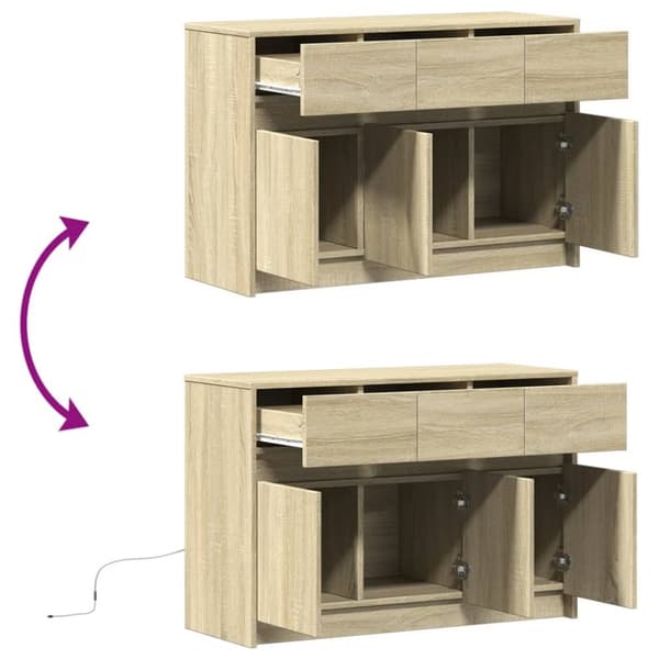 vidaXL TV-benk med LED sonoma eik 91x34x61 cm konstruert tre