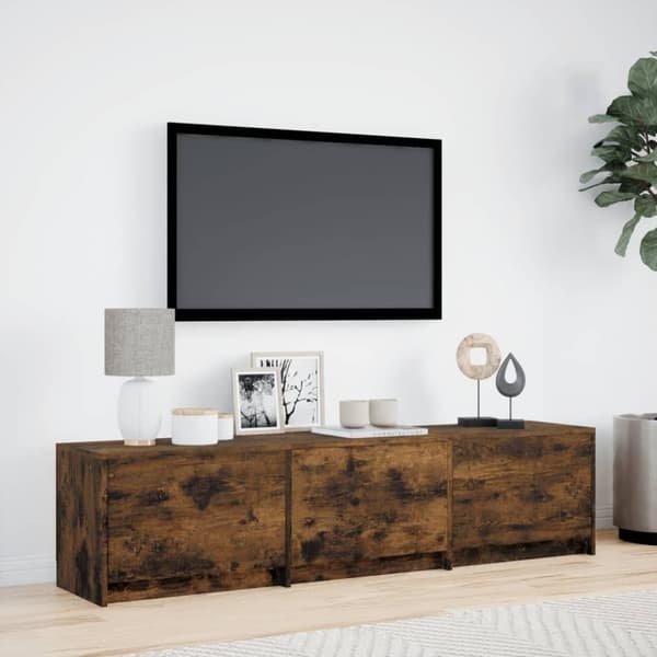 vidaXL TV-benk med LED røkt eik 165x34x40 cm konstruert tre
