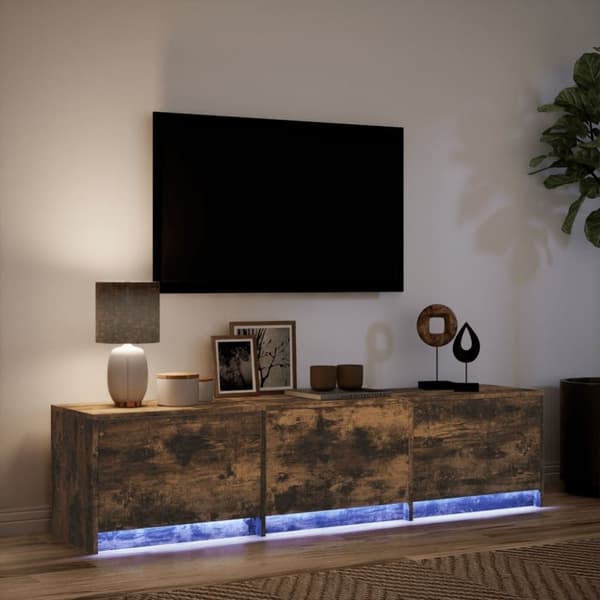 vidaXL TV-benk med LED røkt eik 165x34x40 cm konstruert tre