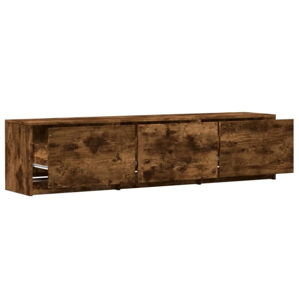vidaXL TV-benk med LED røkt eik 165x34x40 cm konstruert tre