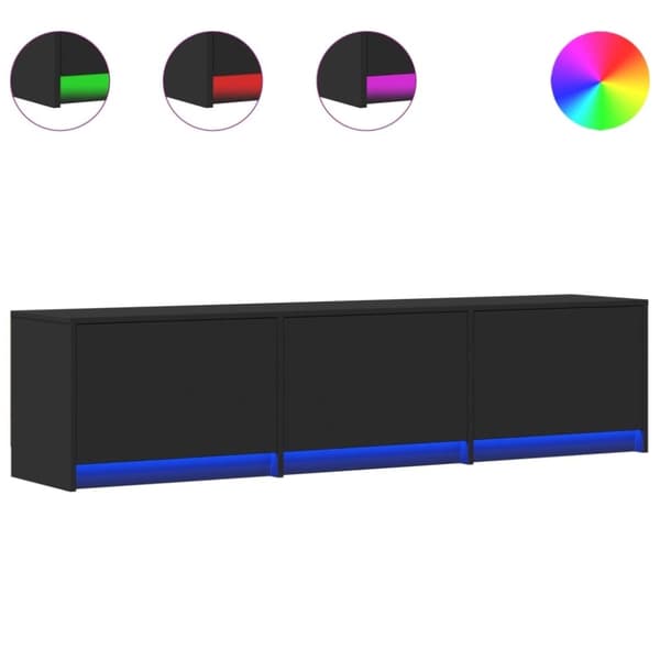 vidaXL TV-benk med LED svart 165x34x40 cm konstruert tre