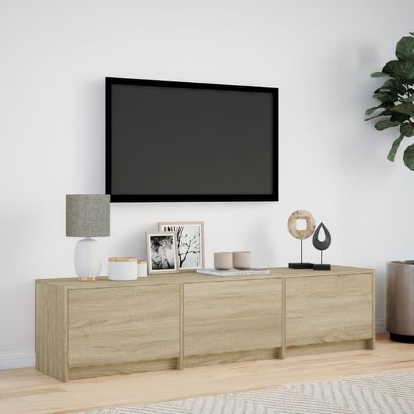 vidaXL Tv-bänk med LEDs sonoma-ek 165x34x40 cm konstruerat trä