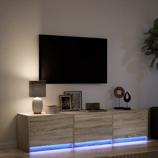 vidaXL Tv-bänk med LEDs sonoma-ek 165x34x40 cm konstruerat trä