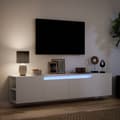 Miniatyrbilde 6 av 11: vidaXL Vegghengt TV-benk med LED hvit 180x31x39,5 cm