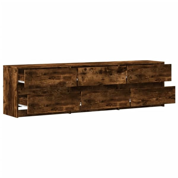vidaXL Tv-bänk med LEDs rökfärgad ek 180x34x50 cm konstruerat trä