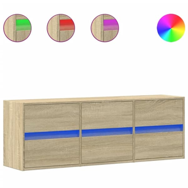 vidaXL Vegghengt TV-benk med LED sonoma eik 130x31x45 cm