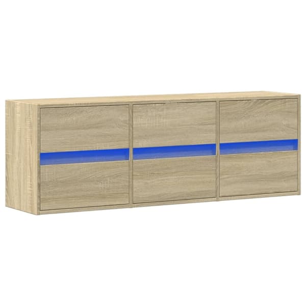 vidaXL Vegghengt TV-benk med LED sonoma eik 130x31x45 cm