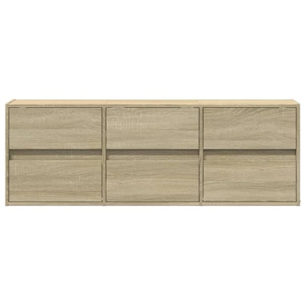 vidaXL Vegghengt TV-benk med LED sonoma eik 130x31x45 cm