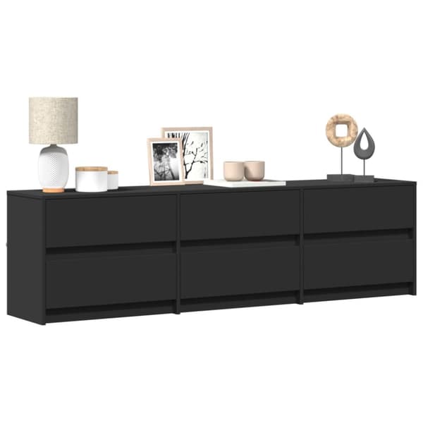 vidaXL TV-benk med LED svart 180x34x50 cm konstruert tre