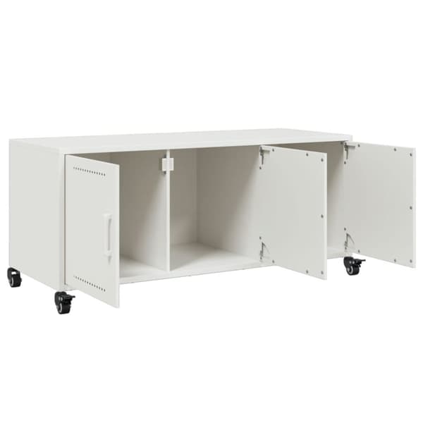 vidaXL TV-benk hvit 100,5x39x43,5 cm kaldvalset stål